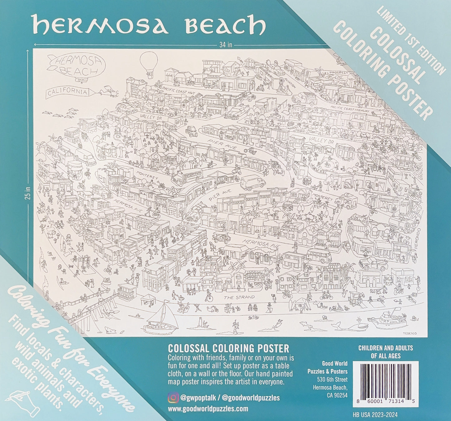 Hermosa Beach Bundle (Puzzle + Colossal Coloring Poster)