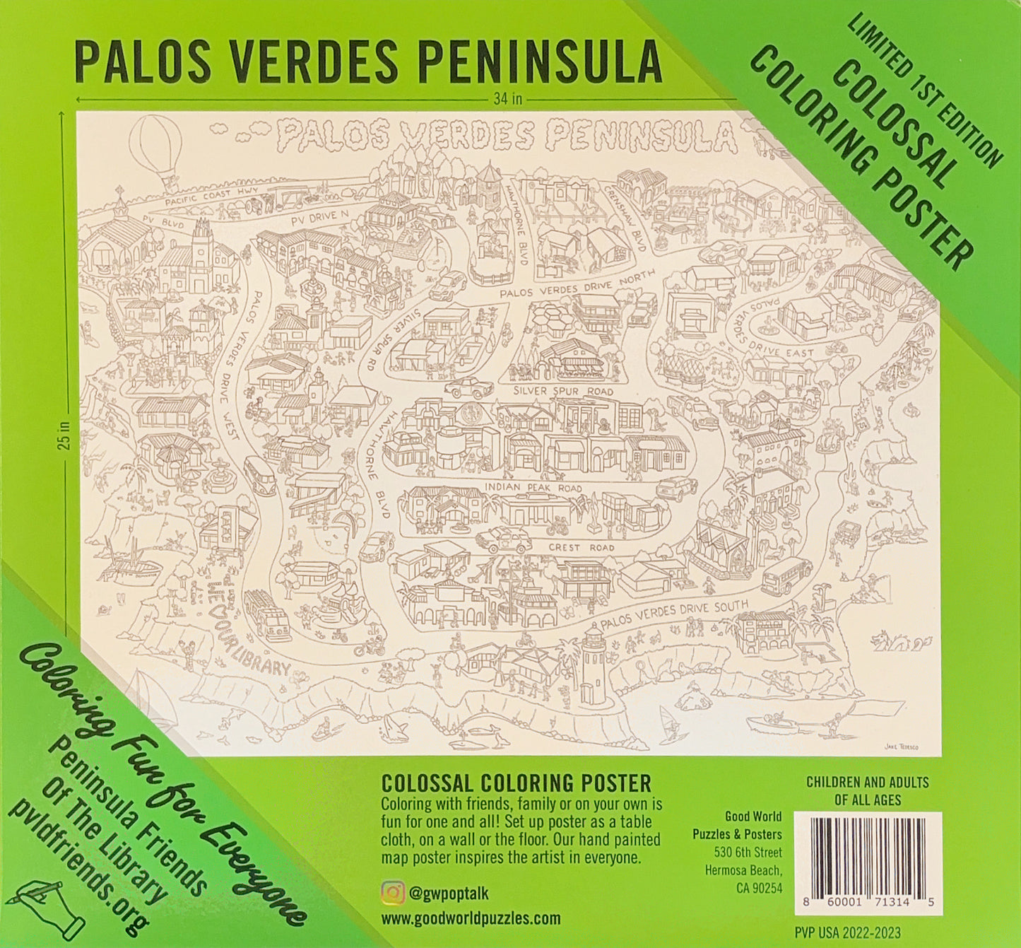 Palos Verdes Peninsula Colossal Coloring Poster